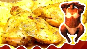 Frango assado para jantar com batata