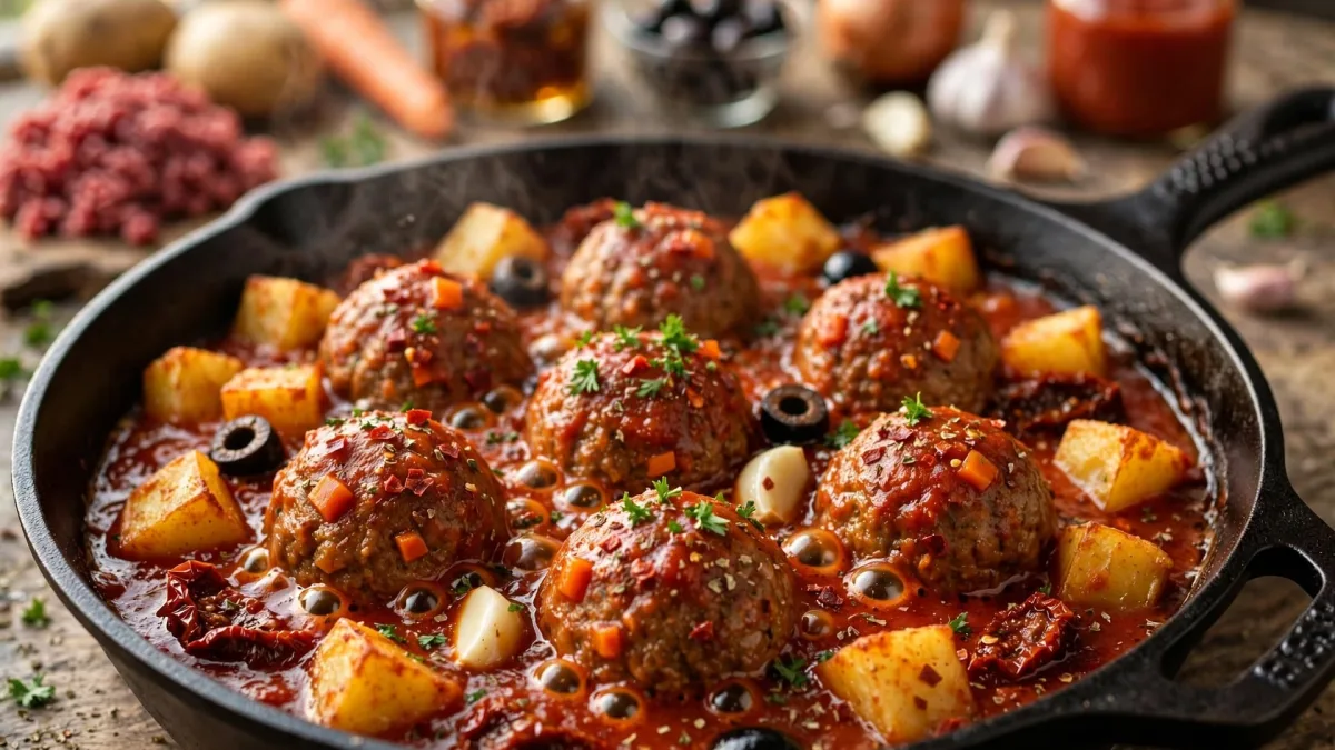 Almôndegas com Batatas na Frigideira