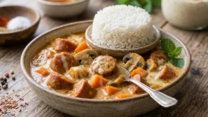 Arroz de Salsicha Cremoso com Queijo