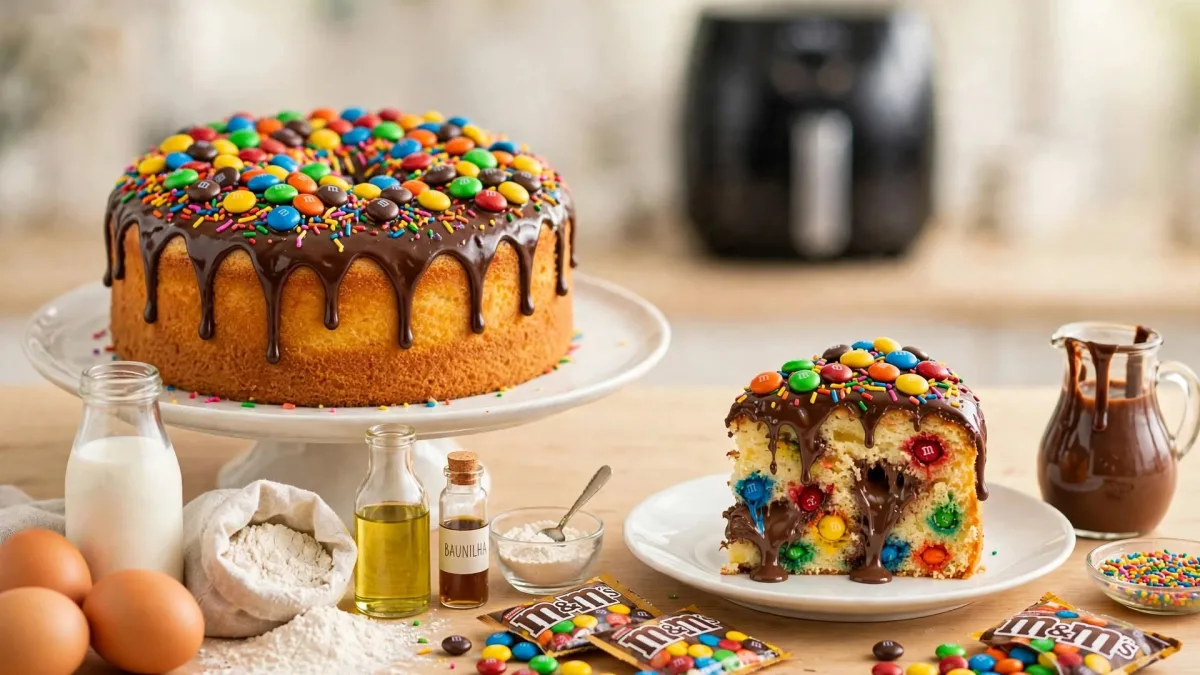 Bolo de M&M's na Air Fryer
