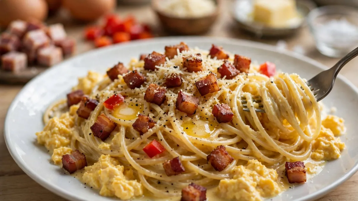 Espaguete com Ovos e Bacon