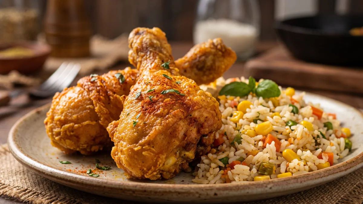 Frango com Arroz Colorido e Legumes