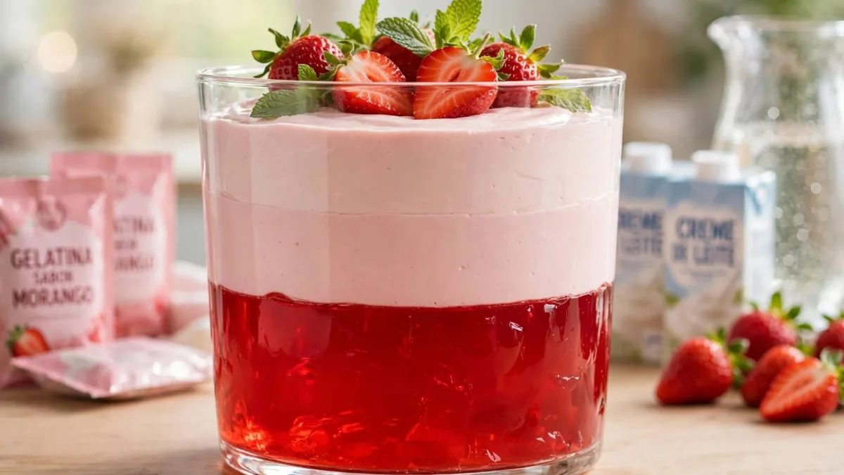 Gelatina de Morango Cremosa