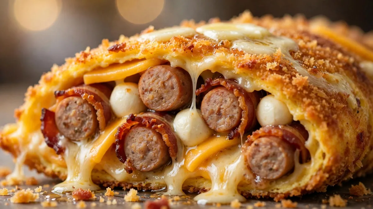 Omelete Recheada com Salsichas e Bacon