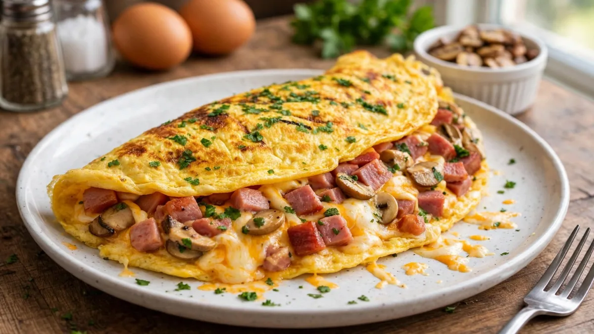 Omelete Recheada com Salsichas e Queijo