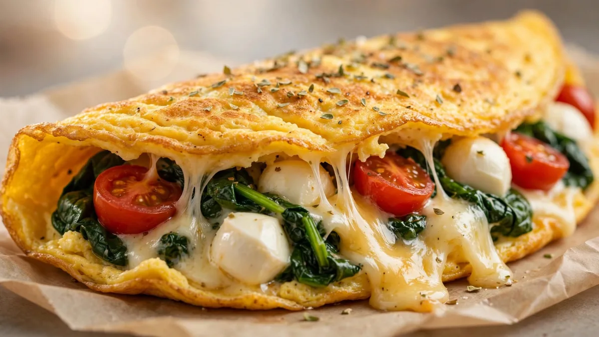 Omelete de Espinafre e Queijo