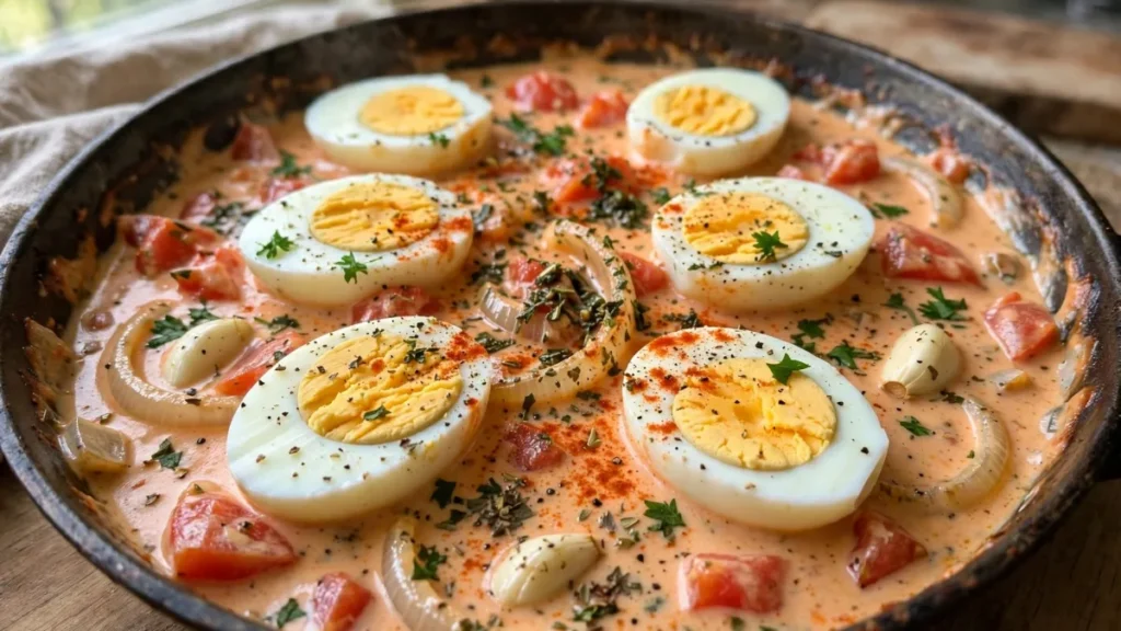 Ovos Cozidos com Salsinha ao Molho Cremoso