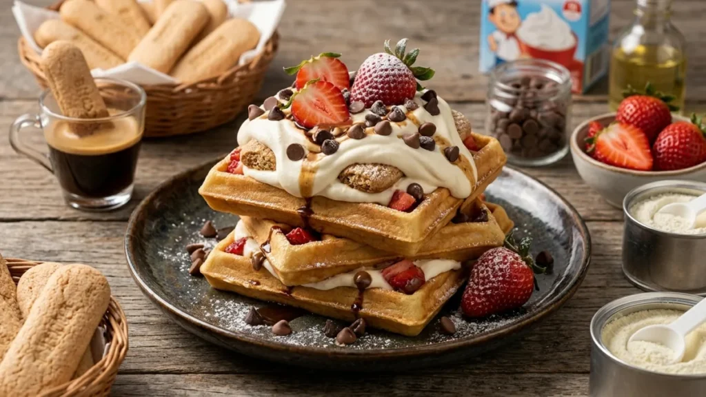 Waffle Doce com Biscoitos