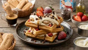 Waffle Doce com Biscoitos