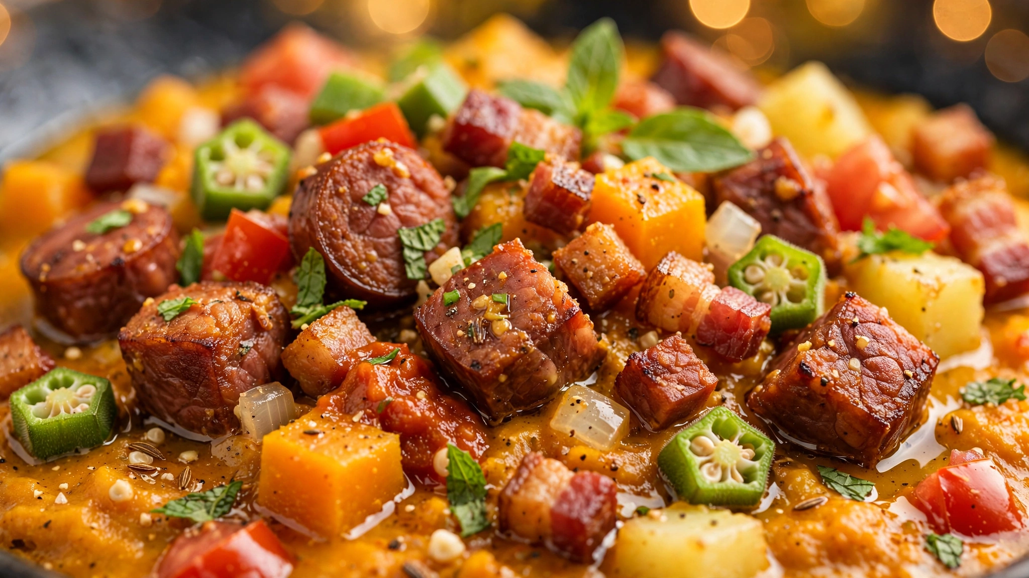 Quibebe de Calabresa com Legumes e Quiabo