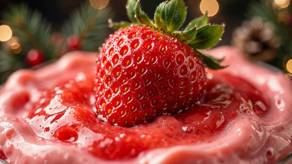 Sobremesa Cremosa de Gelatina de Morango: Uma sobremesa gelada irresistível, extremamente cremosa e perfeita para datas comemorativas como o Natal.