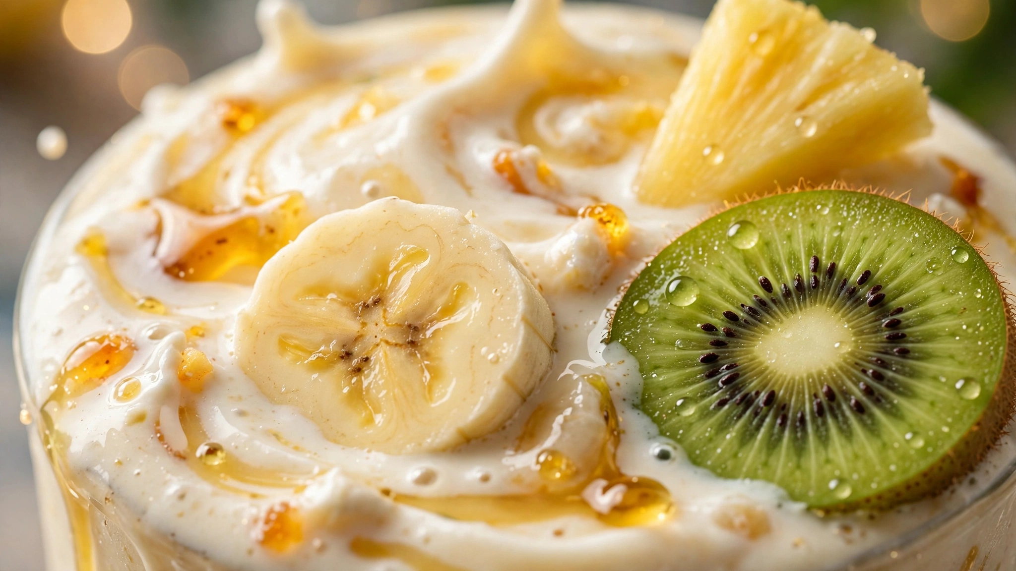 Vitamina de Banana com Frutas Tropicais e Baunilha